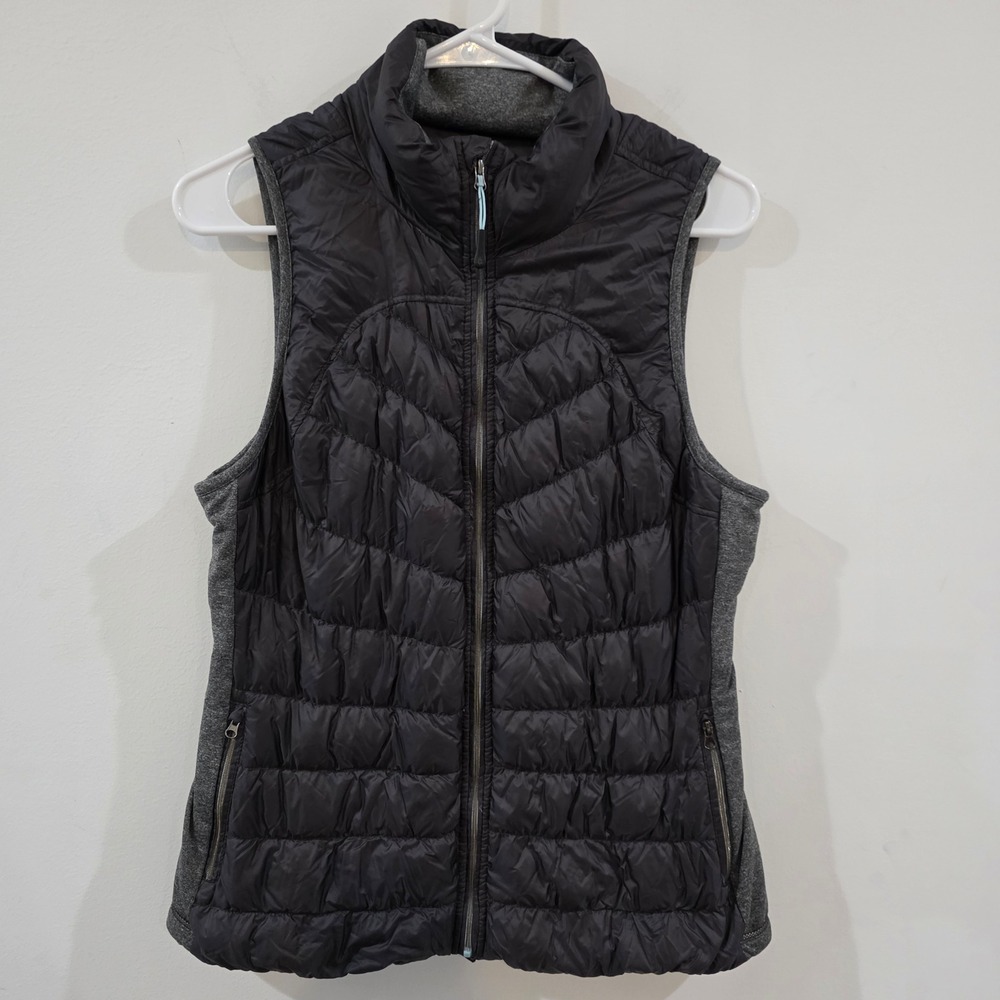 Womens Down Filled Puffer Vest Size Medium Gray Winter Ski Outdoor